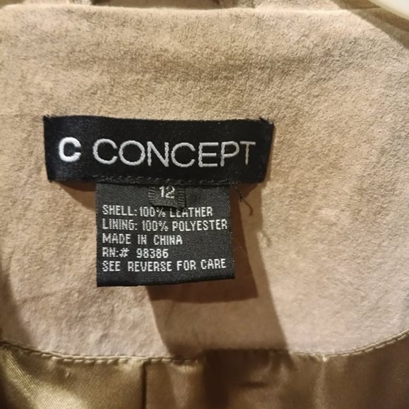 C CONCEPT womens leather button up jacket size 12 - Picture 4 of 6